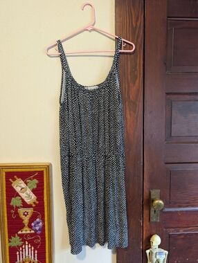 Loft Black &‎ White Dotted Flowy A-line Mini Dress